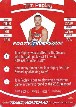 2021 Team Coach AFL #199 Tom Papley Back